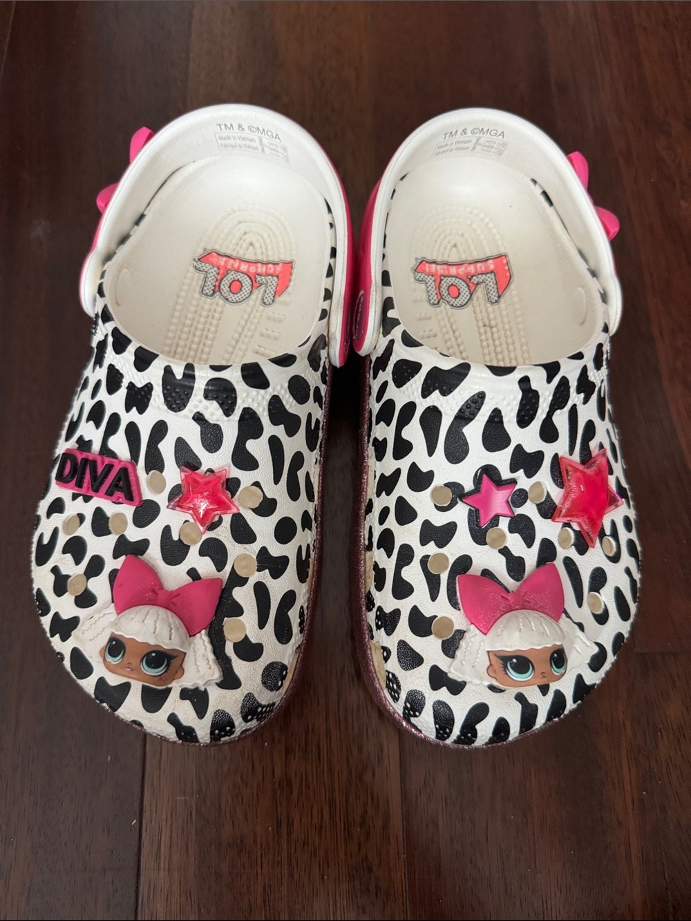 Crocs LOL Kids Leopard Print Clog Shoes with Pink Accents